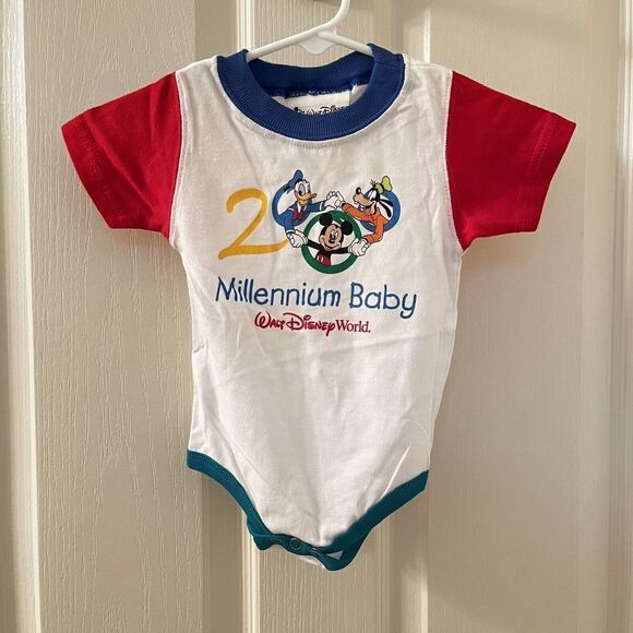Vintage Walt Disney World 2000 Millennium Baby One Piece USA Size 6 Months - Picture 1 of 9
